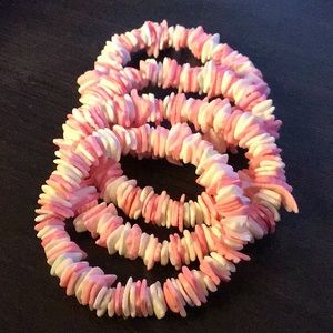 Pink and white shell bracelets 1 bundle